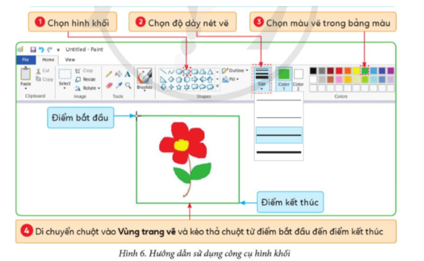 Em hãy sử dụng công cụ hình khối để vẽ khung hình chữ nhật bên ngoài (ảnh 1)