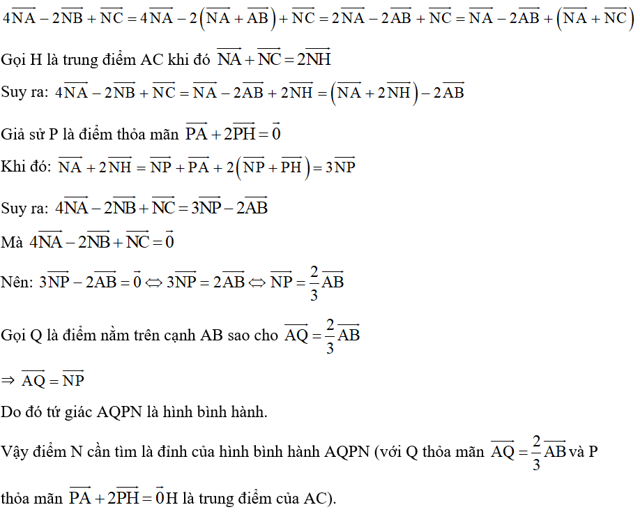 Cho tam giác ABC. Tìm điển N sao cho (ảnh 2)