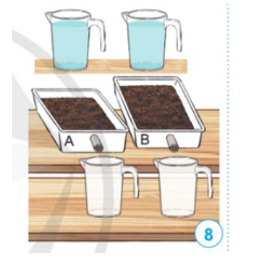 Tìm hiểu về xói mòn đất  Thí nghiệm 1:  • Chuẩn bị: Hai khay A, B giống nhau, có ống thoát nước, chứa cùng một loại đất, lượng đất và được dàn đều như nhau (ảnh 1)