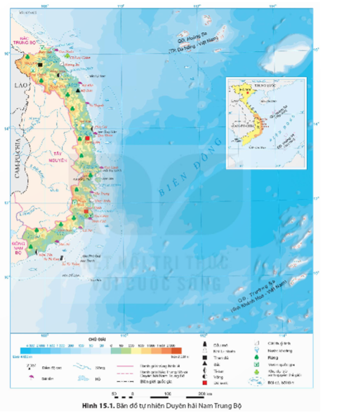 Dựa vào thông tin mục 1 và hình 15.1, hãy trình bày đặc điểm vị trí địa lí và phạm vi lãnh thổ của Duyên hải Nam Trung Bộ. (ảnh 1)