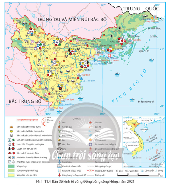 Dựa vào hình 11.4 và thông tin trong bài, hãy trình bày sự phát triển và phân bố ngành công nghiệp của vùng Đồng bằng sông Hồng. (ảnh 1)