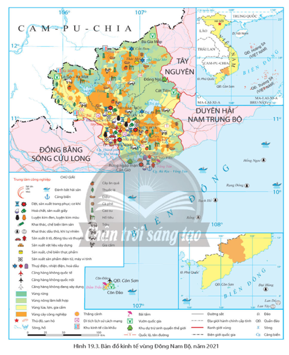 Dựa vào hình 19.3, hãy trình bày sự phân bố các ngành công nghiệp ở Đông Nam Bộ. (ảnh 1)