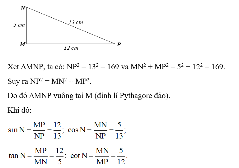 Cho tam giác MNP có MN = 5 cm, MP = 12 cm, NP = 13 cm. Chứng  (ảnh 1)