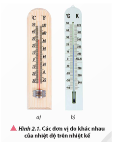 Để đo nhiệt độ của vật, người ta sử dụng các loại nhiệt kế có thang đo khác nhau (Hình 2.1) (ảnh 1)