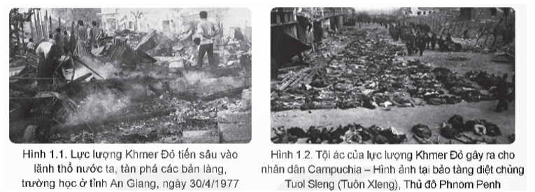 Em hãy nêu những tội ác mà lực lượng Khmer Đỏ đã gây ra cho nhân dân ta và nhân dân Campuchia. (ảnh 1)