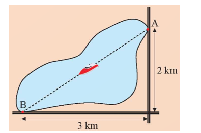 Hai bến thuyền A và B nằm sát con đường vuông góc với nhau cách chỗ giao (ảnh 1)