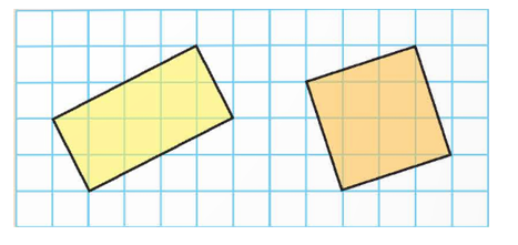 Một hình chữ nhật và một hình vuông được vẽ trên lưới ô vuông như hình bên. (ảnh 1)