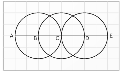Với mỗi hình tròn dưới đây, nói theo mẫu. Mẫu: Hình tròn tâm B, bán kính BA và BC, đường kính AC.   (ảnh 1)