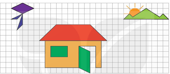 Làm nhà. Cắt rồi dán để tạo hình ngôi nhà (theo mẫu). (ảnh 2)