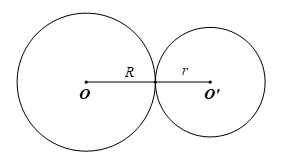 Cho hai đường tròn (O; 5 cm), (O’; 4 cm) với OO’ = 9 cm. Kết luận nào (ảnh 1)
