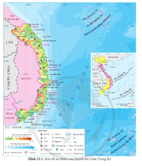 Dựa vào thông tin và hình 22.1 hãy: - Trình bày vị trí địa lí của Duyên hải Nam Trung Bộ. - Trình bày về phạm vi lãnh thổ của Duyên hải Nam Trung Bộ. (ảnh 1)