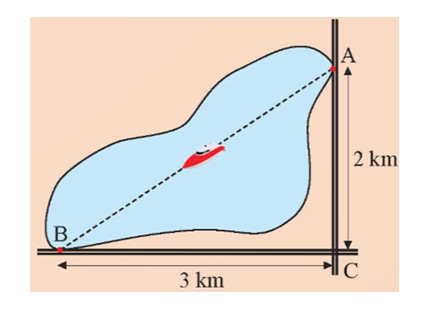 Hai bến thuyền A và B nằm sát con đường vuông góc với nhau cách chỗ giao (ảnh 2)