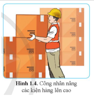 Trong hình 1.4, kiện hàng được người công nhân đưa lên cao 1,2 m so với mặt đất (ảnh 1)