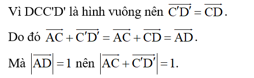 Cho hình lập phương ABCD.A'B'C'D' có độ dài mỗi cạnh bằng 1 (ảnh 2)