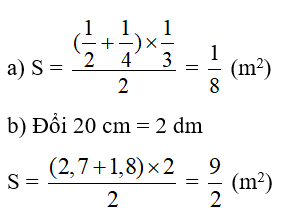 Tính diện tích hình thang có độ dài hai đáy là a và b, chiều cao là h. (ảnh 1)