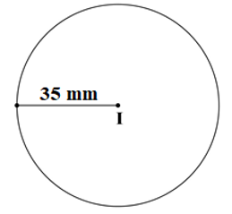 b) Vẽ đường tròn tâm I bán kính 35 mm. (ảnh 1)