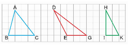 b) Tính diện tích các hình tam giác ở câu a trong trường hợp mỗi ô vuông có cạnh 2,5 cm.   (ảnh 1)