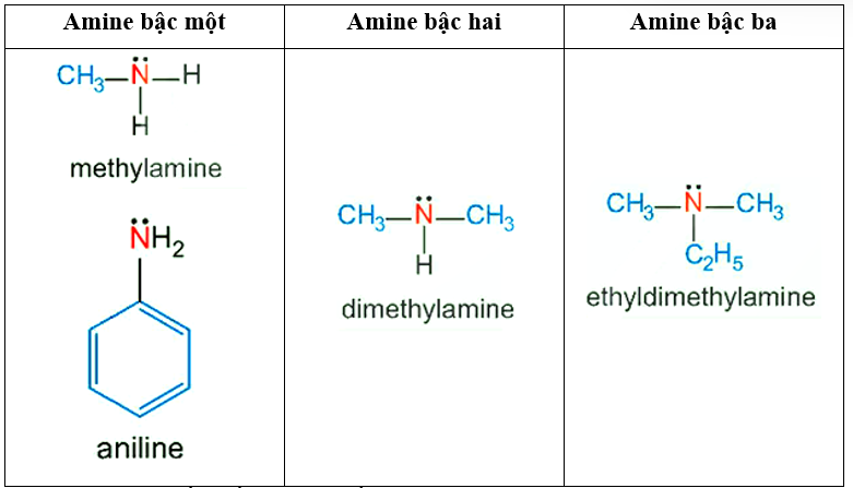 Phân loại các amine dưới đây dựa trên bậc của amine và dựa trên đặc điểm cấu tạo của gốc hydrocarbon. (ảnh 2)