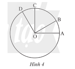 Quan sát Hình 4. Biết góc DOA= 120 độ, OA vuông góc OC, OB vuông góc OD. (ảnh 1)