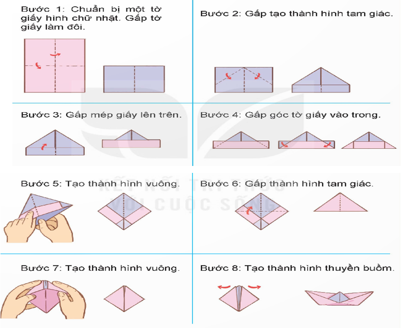 Em hãy gấp thuyền buồm theo hướng dẫn dưới đây. (ảnh 2)