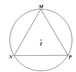 Cho tam giác đều MNP có ba đỉnh nằm trên đường tròn (I). Hãy chỉ ra các góc nội tiếp của đường  (ảnh 1)