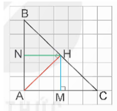 Vẽ hình (theo mẫu), biết rằng:   • AH là đường cao ứng với đáy BC của hình tam giác ABC; • HN là đường cao ứng (ảnh 2)