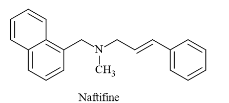 Naftifine là một chất có tác dụng chống nấm.  Naftifine có công thức cấu tạo như ở hình bên. (ảnh 1)
