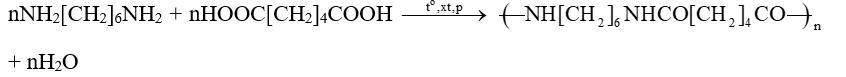 Viết phương trình hoá học của phản ứng trùng ngưng tổng hợp nylon-6,6 từ các monomer tương ứng. (ảnh 1)