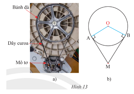 Bánh đà của một động cơ được thiết kế có dạng là một đường tròn tâm O, bán kính 15 cm được (ảnh 1)