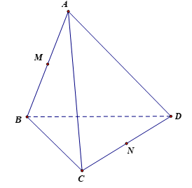 Cho tứ diện ABCD có M và N lần lượt là trung điểm của AB và CD. Tìm các vectơ: a) BM +AC +ND ;  (ảnh 1)