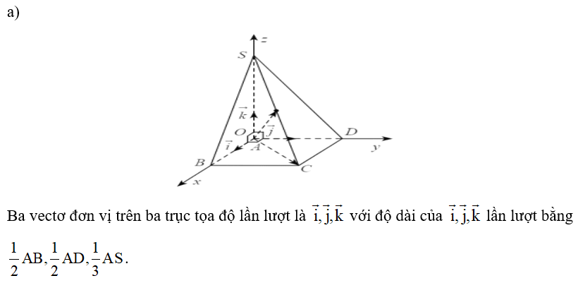 Cho hình chóp S.ABCD có đáy là hình vuông cạnh bằng 2, SA vuông góc với mặt phẳng đáy và có độ dài bằng 3 (Hình 11). (ảnh 2)