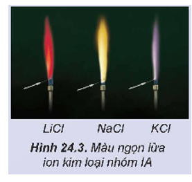 Phân biệt Li+, Na+, K+ bằng ngọn lửa (học sinh quan sát video thí nghiệm)  Hoá chất: các dung dịch bão hoà: LiCl, NaCl, KCl. (ảnh 1)