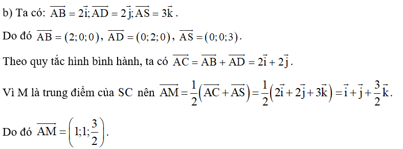 b) Trong hệ tọa độ nói trên, tìm tọa độ các vectơ (ảnh 1)