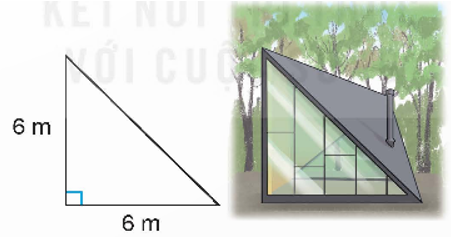 Tính diện tích của tấm kính có dạng hình tam giác vuông như hình dưới đây.   (ảnh 1)