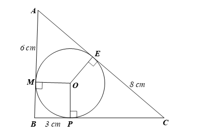 Cho tam giác ABC có đường tròn (O) nằm trong và tiếp xúc với ba cạnh (ảnh 2)