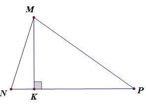 Cho tam giác MNP có M(0; 1; 2), N(5; 9; 3), P(7; 8; 2). a) Tìm tọa độ điểm K là chân đường cao kẻ từ M của tam giác MNP. (ảnh 1)