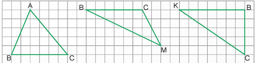 Vẽ các hình tam giác sau vào vở, sau đó vẽ đường cao ứng với đáy BC của mỗi hình tam giác đó.   (ảnh 1)