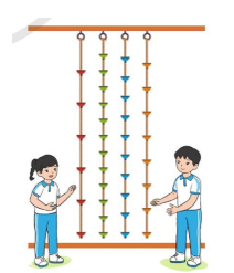 Dung và Đức cùng tham gia trò chơi leo dây với các dây có cùng chiều dài. (ảnh 1)