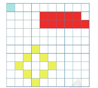 Cho hình gồm 100 ô vuông dưới đây, chỉ ra số thích hợp cho ô    – Tỉ số phần trăm của số ô vuông màu xanh và tổng số ô vuông là   %. (ảnh 1)