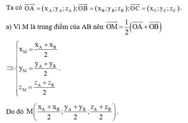 Trong không gian Oxyz, cho tam giác ABC có A(xA; yA; zA), B(xB; yB; zB)  (ảnh 1)