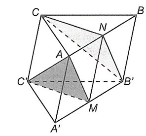 Cho hình lăng trụ tam giác ABC.A'B'C' gọi M, N (ảnh 1)