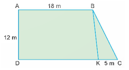 Mảnh đất của bác Tư dạng hình thang vuông có chiều cao 12 m, đáy bé 18 m và đáy lớn bằng (ảnh 1)