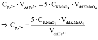 Chuẩn bị:  - Hoá chất: Dung dịch thuốc tím KMnO4 có nồng độ chính xác 0,02 M, dung dịch FeSO4 (ảnh 3)