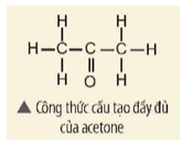 Acetone là hợp chất hữu cơ được sử dụng để sản xuất chất tẩy rửa, làm dung môi trong nhiều ngành công nghiệp, ...   Hãy viết công thức phân tử và công thức cấu tạo thu gọn của acetone. (ảnh 1)