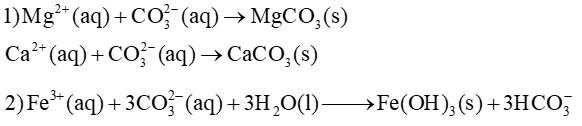 Trong thực tiễn, sodium carbonate có một số ứng dụng.  1. Tách loại ion Mg2+ và Ca2+ ra khỏi nước (để làm mềm nước). (ảnh 2)