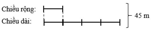 Một thửa ruộng dạng hình chữ nhật có chu vi 90 m, chiều rộng bằng  1/4 chiều dài. Tính chiều dài và chiều rộng của thửa ruộng đó. (ảnh 1)