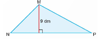Chú Ba cắt được một mảnh tôn hình tam giác MNP có diện tích là 72 dm^2 và chiều cao là 9 dm (như hình vẽ). Tính độ dài đáy NP của hình tam giác đó. (ảnh 1)