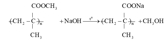 Viết phương trình hoá học của các phản ứng sau:  a) Thuỷ phân hoàn toàn poly(methyl methacrylate) trong môi trường base. (ảnh 1)