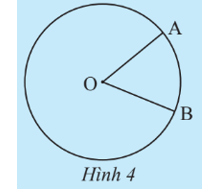 Vẽ vào vở đường tròn (O) và hai điểm A, B nằm trên (O). Dùng bút chì khác màu tô hai  (ảnh 1)