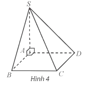 Cho hình chóp S.ABCD có đáy là hình vuông cạnh bằng 1, SA vuông góc với mặt phẳng đáy và có độ dài bằng 1 (Hình 4). Vẽ hệ trục tọa độ Oxyz  (ảnh 1)